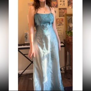 ❌sold❌ vintage 90s beaded blue Prom Dress